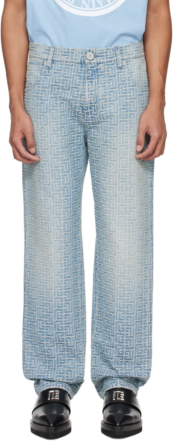 Jeans Balmain Monogram Jeans Plava | CH1MI040DD27