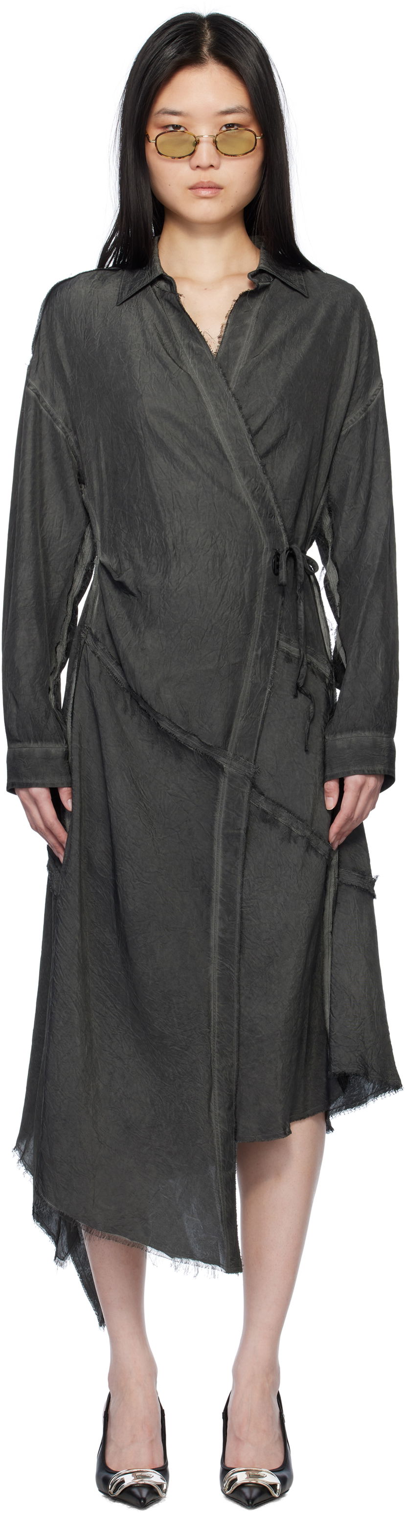 Haljina Diesel Diesel D-Raven-Q1 Midi Wrap Dress Siva | A17310 0CMBB