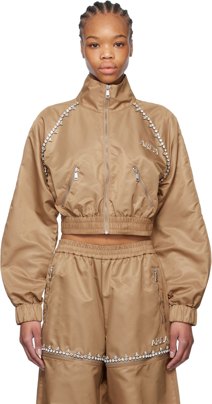 Trenerka Area AREA Crystal Trim Track Jacket Smeđa | FW24AWOU0028FA01
