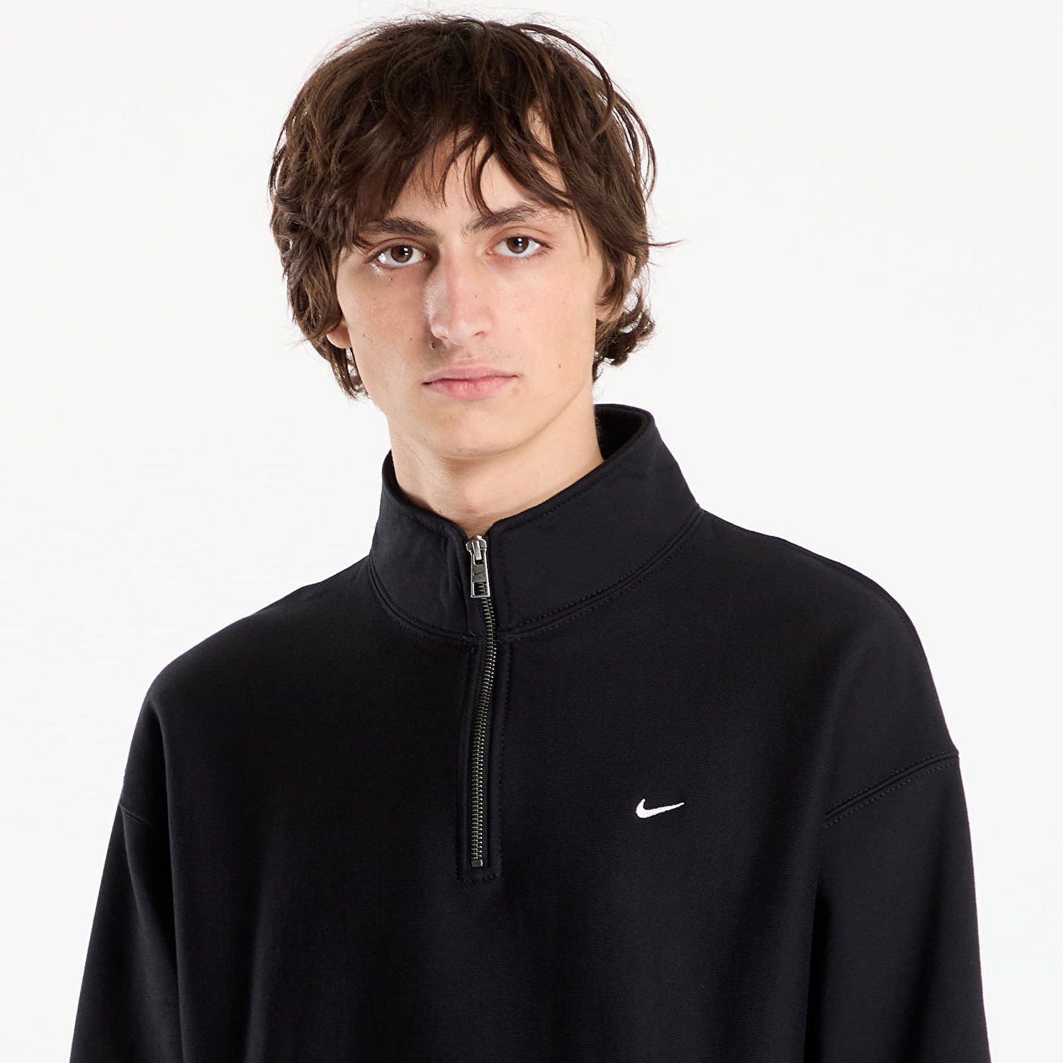 Dukserice Nike Solo Swoosh Fleece Quarter-Zip Top Crna | HV1094-010, 1