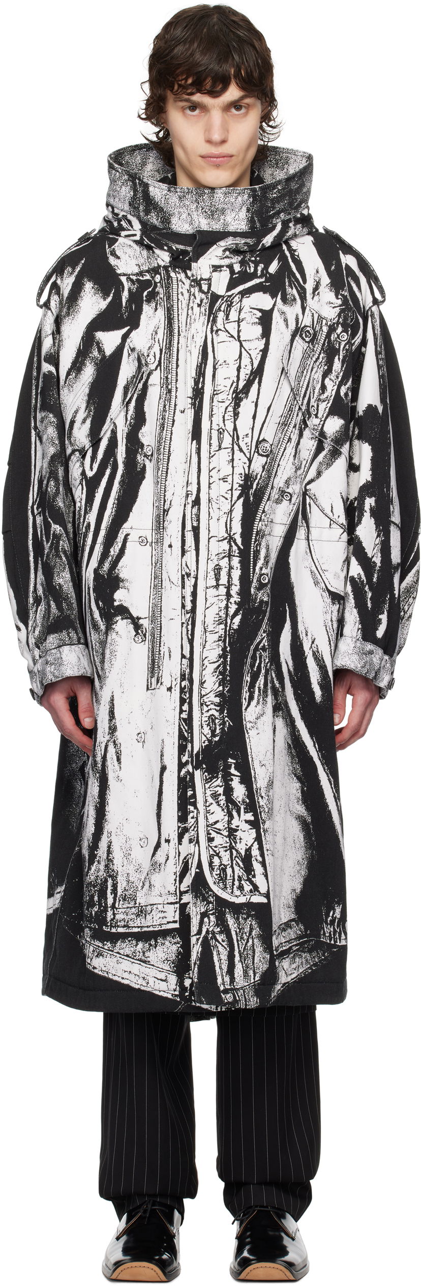 Kabanica Jean Paul Gaultier Jean Paul Gaultier Trompe-L'œil Print Hooded Coat Crna | 25/33-F-MA032I-C570-0001