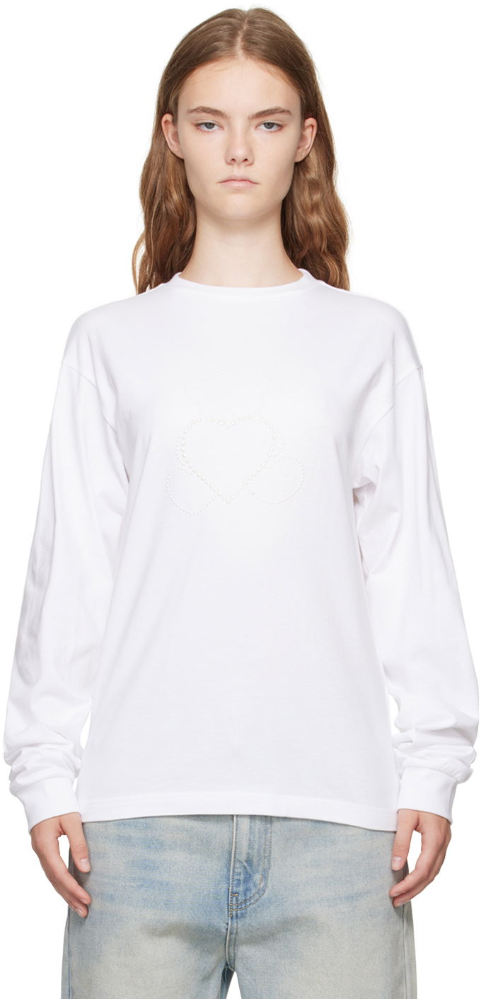 Majica kratkih rukava We11done Pearl Bear Long Sleeve T-Shirt Bijela | WD-TT2-24-781-U-WH