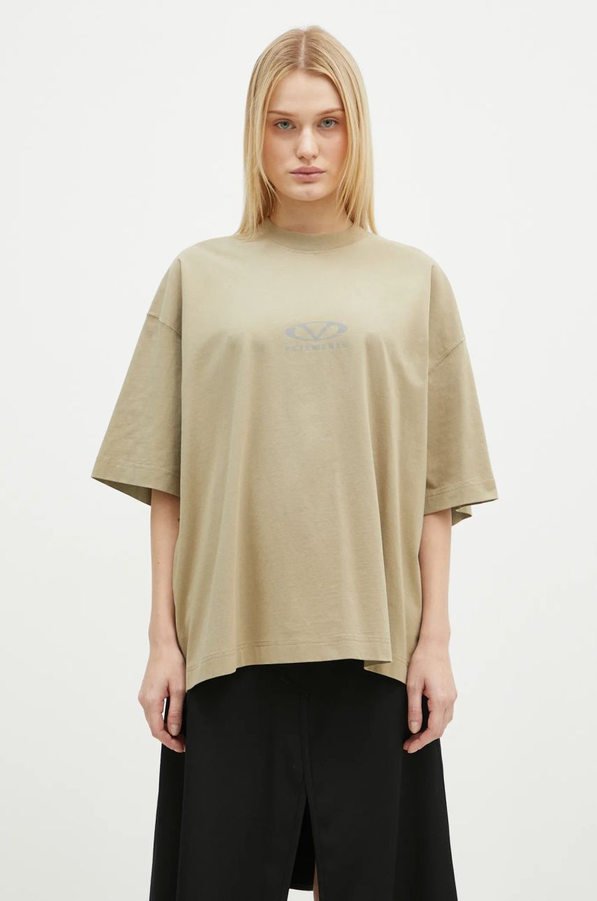 Majica kratkih rukava VETEMENTS Oval Logo Cropped Boxy T-Shirt Bež | UA66TR600T, 1