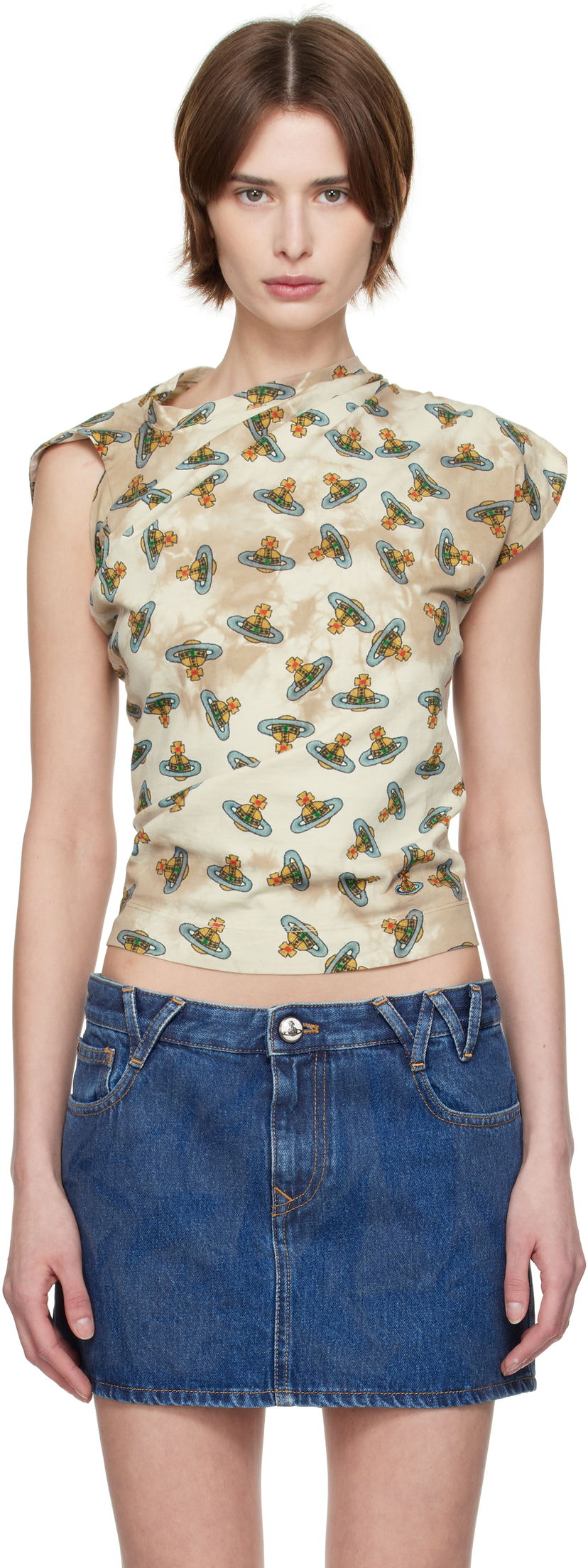 Crop top Vivienne Westwood Vivienne Westwood Hebo Orb Print T-Shirt Bež | 1504000A-J008V-