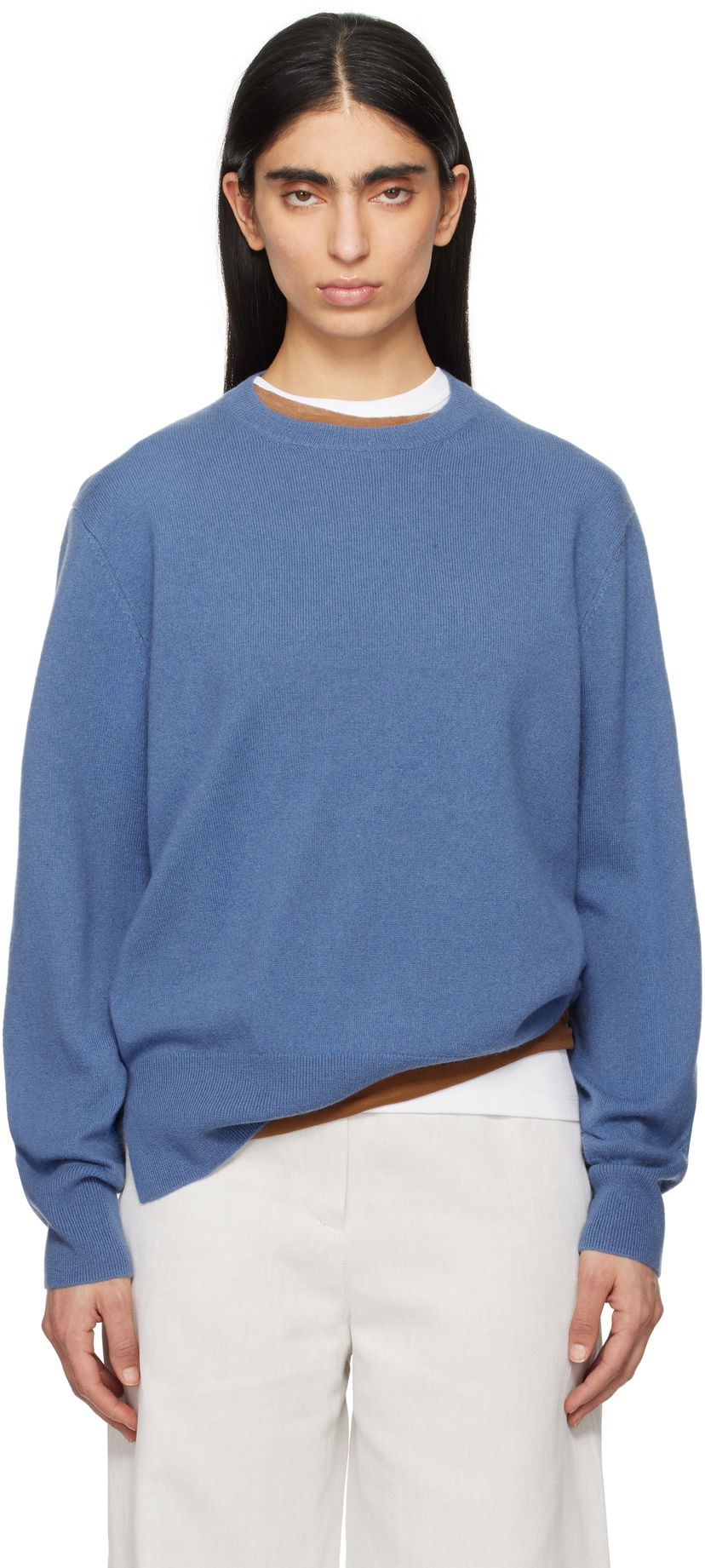 Džemper TOTEME TOTEME Crew-Neck Cashmere Knit Sweater Plava | 252-WRT1734-YA0016