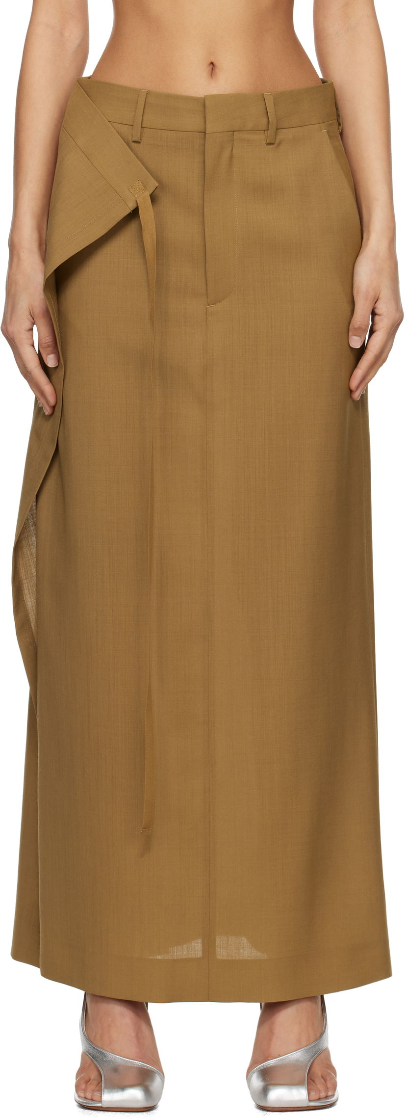 Suknja Maison Margiela MM6 Maison Margiela Tie Maxi Skirt Smeđa | S52MI0017 M35080