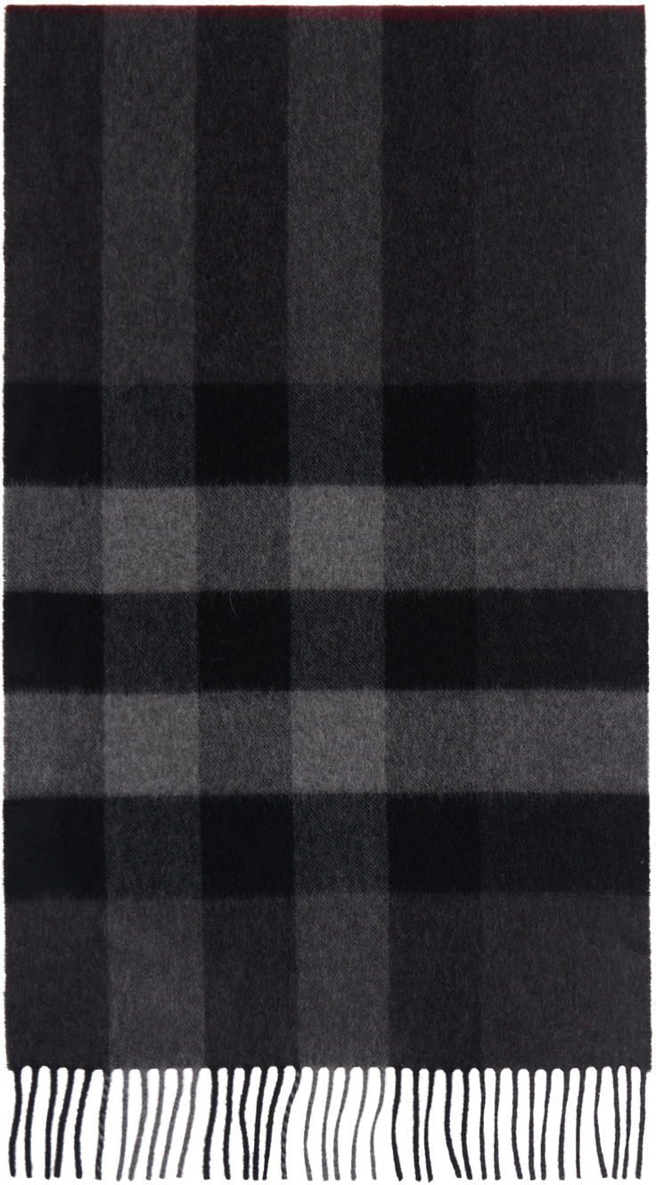 Šal Burberry Gray Check Cashmere Scarf Siva | 8077893