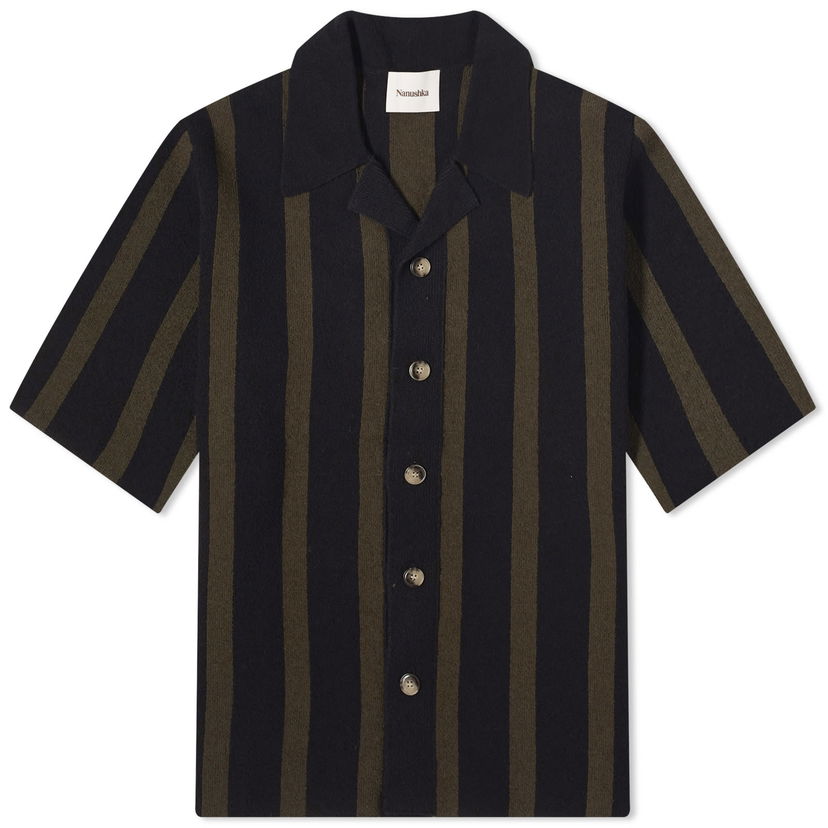 Košulja Nanushka Ziko Terry Stripe Vacation Shirt Crna | NM23PFSH01366