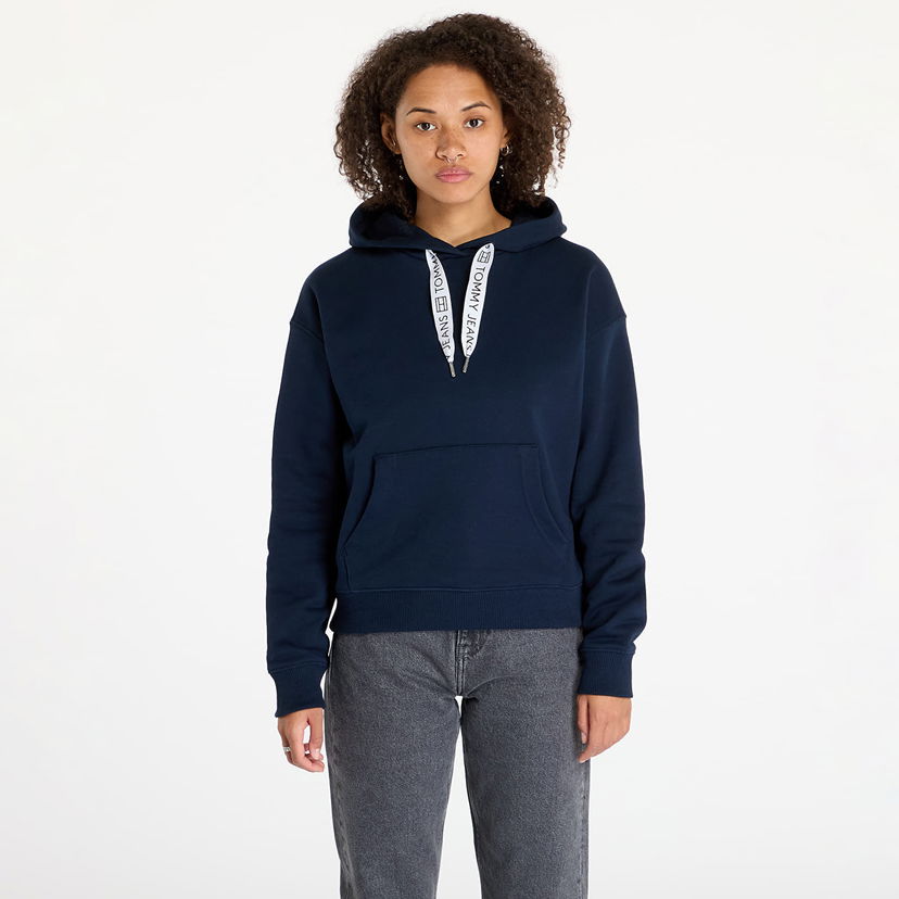Dukserice Tommy Hilfiger Boxy Logo Drawcord Hoodie Navy Tamnoplava | DW0DW17794 C1G