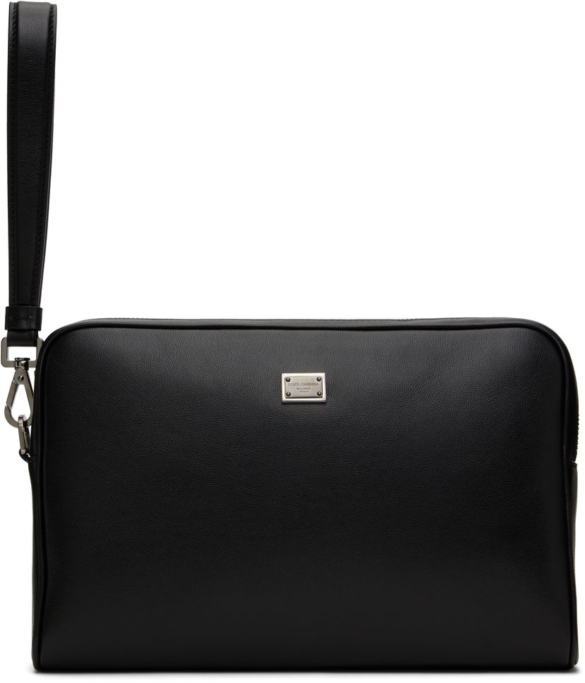 Ručna torbica Dolce & Gabbana Dolce&Gabbana Calfskin Wristlet Pouch Crna | BM2441AV956
