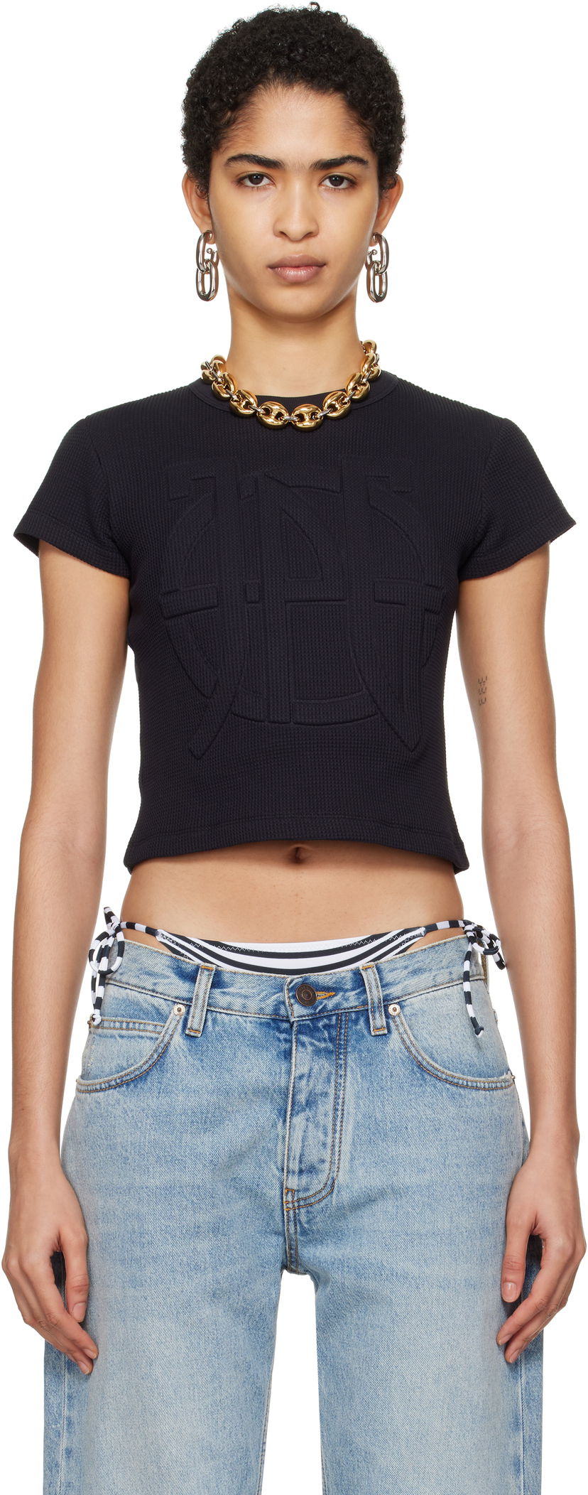 Crop top Jean Paul Gaultier Gaultier 'The JPG' Cropped T-Shirt Crna | 25/33-F-TS097E-J071-00
