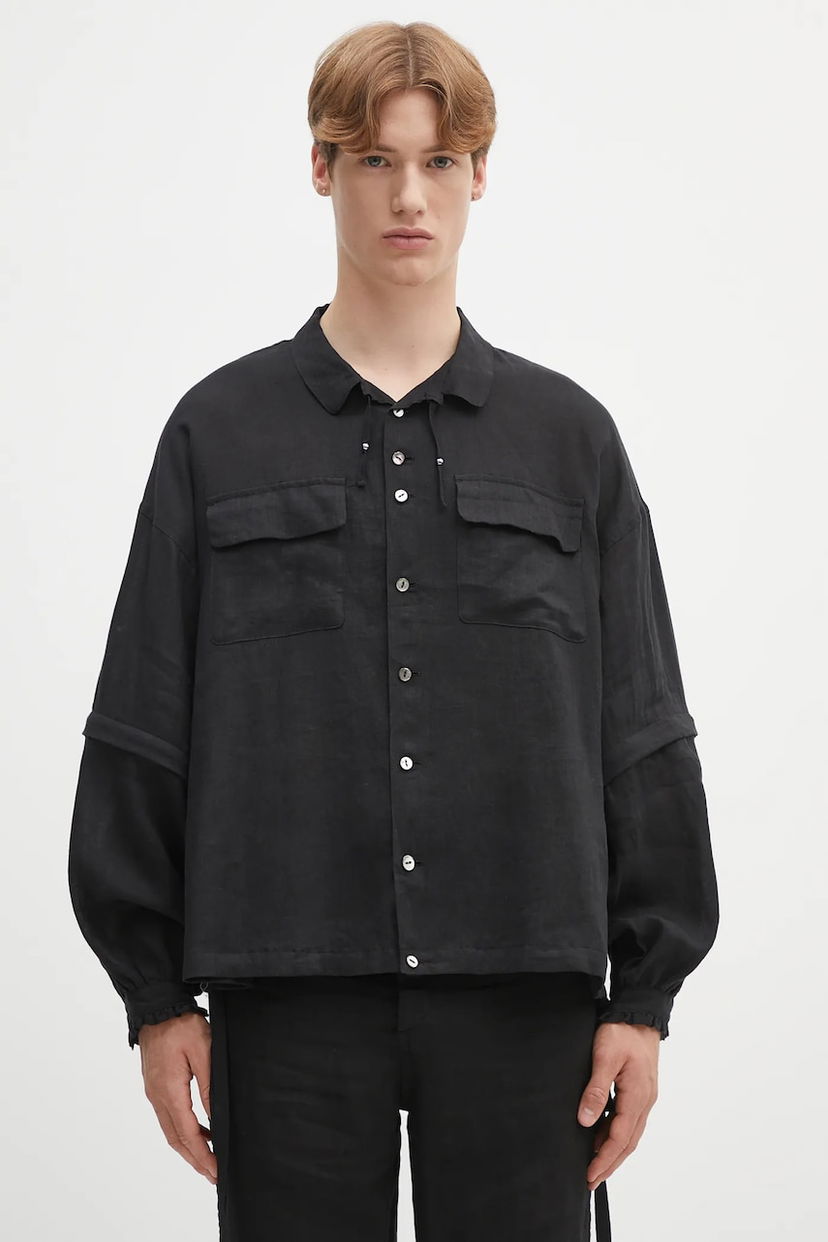 Košulja UNDERCOVER Undercover Relaxed Fit Linen Shirt Crna | UC1E4408.1