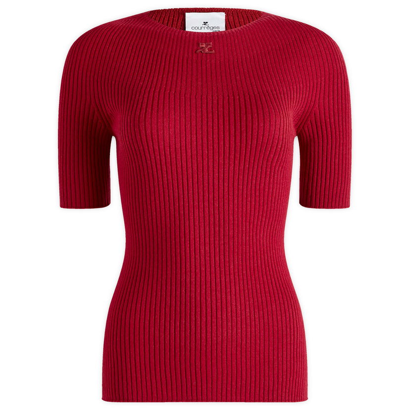 Majica kratkih rukava Courrèges Short Sleeves Light Rib Sweater Crvena | 124MPU130FI0049-4031