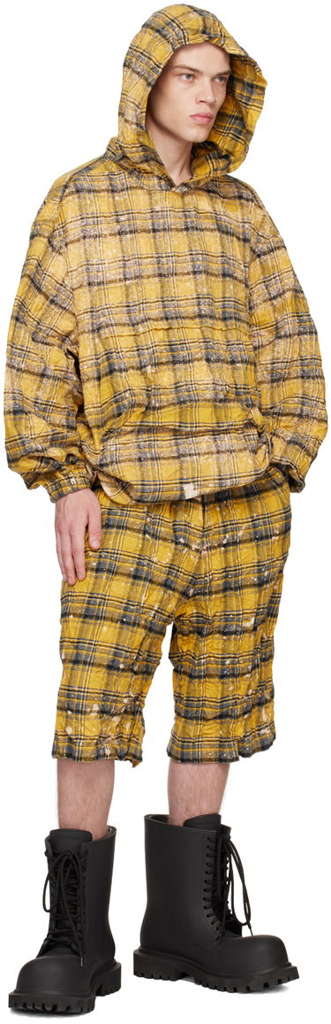 Kratke hlače We11done We11done Crinkled Check Shorts Žuta | WD-PT1-23-254-U-YE, 3