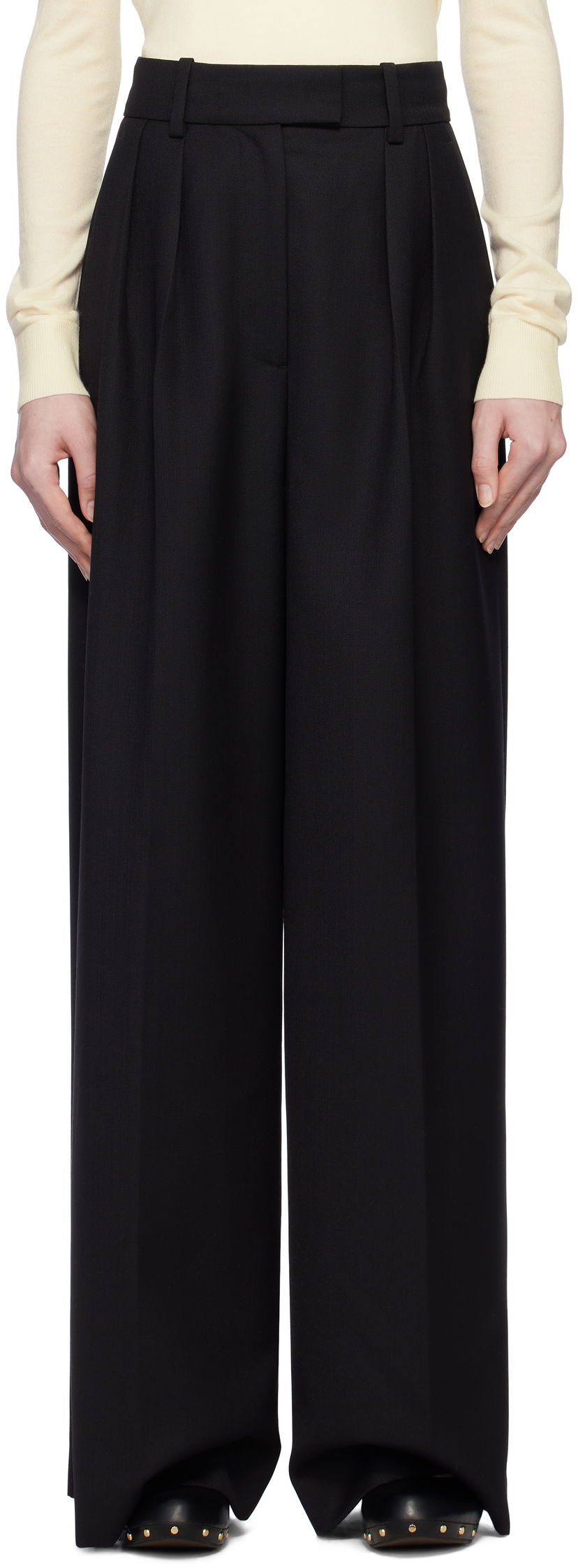 Hlače Anine Bing Anine Bing Lou Wide Leg Trousers Crna | A-03-10389-BLK26