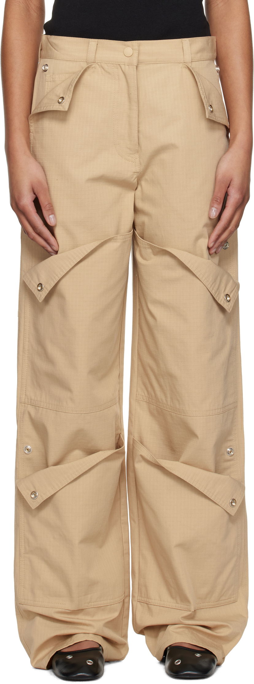 Cargo hlače KENZO Kenzo Paris Cotton Ripstop Cargo Pants Bež | FF52PA1009DL