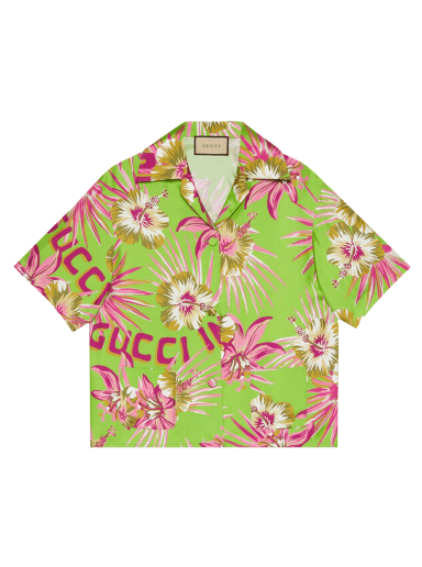 Košulja Gucci Floral Silk Bowling Shirt Zelena | 694890 ZAI5R 3663