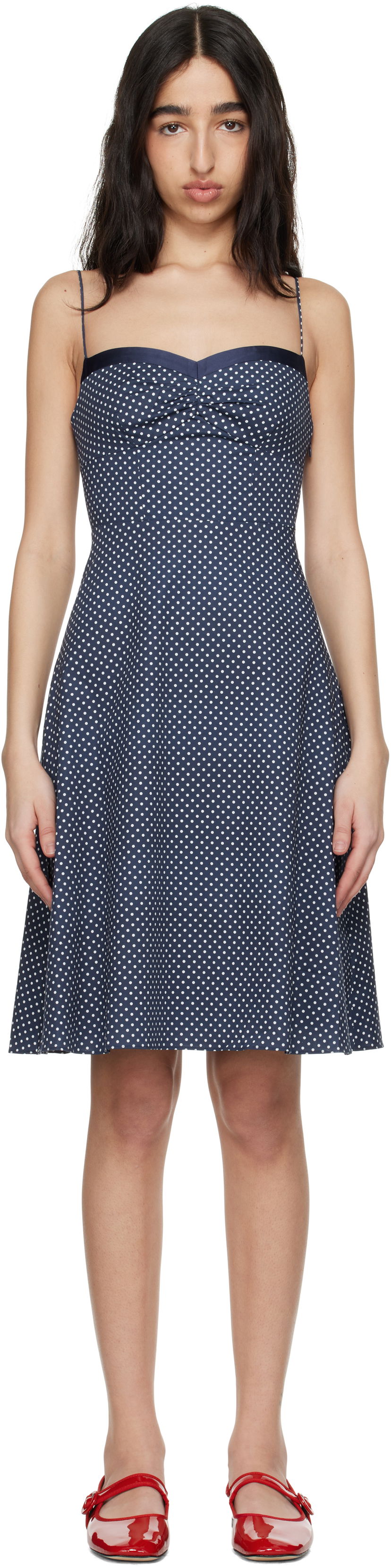 Haljina GUIZIO Guizio Margaux Polka Dot Midi Dress Tamnoplava | S25422W089