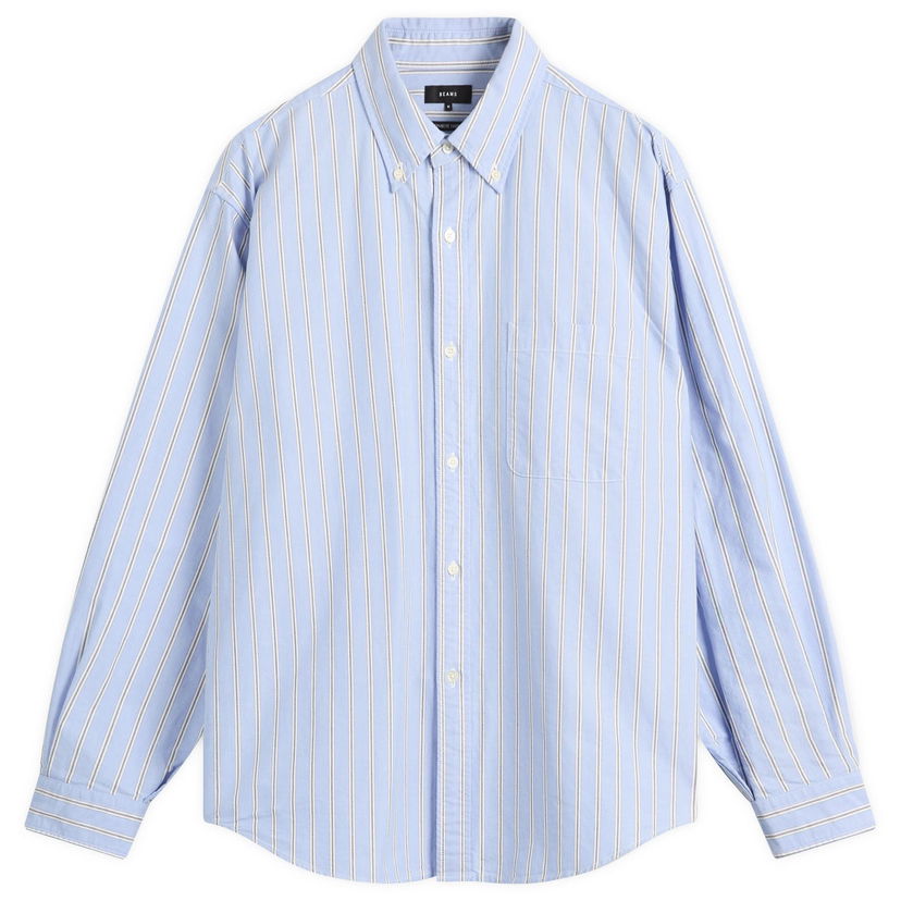 Košulja BEAMS Heavy Oxford Button Down Stripe Shirt Plava | 1111-1213-301-70