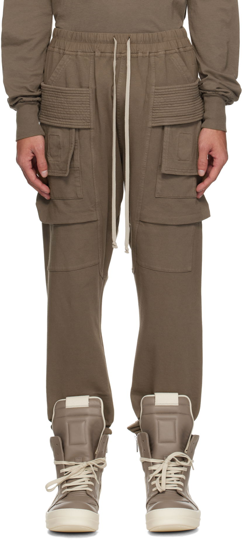 Cargo hlače Rick Owens Rick Owens DRKSHDW Hollywood Creatch Drawstring Cargo Pants Smeđa | DU01E3376 RIG