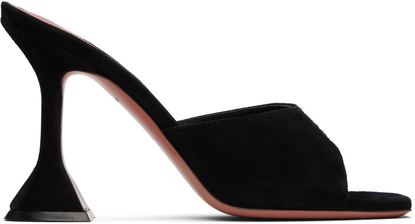 Njega cipela Amina Muaddi Amina Muaddi Lupita Suede Heeled Sandals Crna | LUPITA SLIPPER CL SUEDE