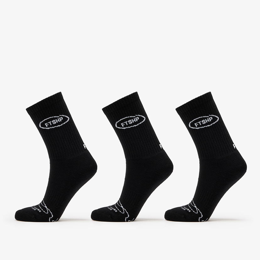 Čarape Footshop Basic Crew Socks 3-Pack Black Crna | FTSHP_358
