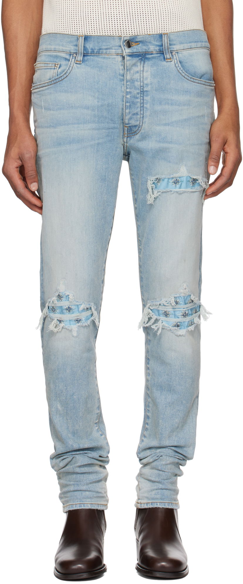 Jeans AMIRI AMIRI Crystal Starburst MX1 Jeans Plava | AMDNSY1147
