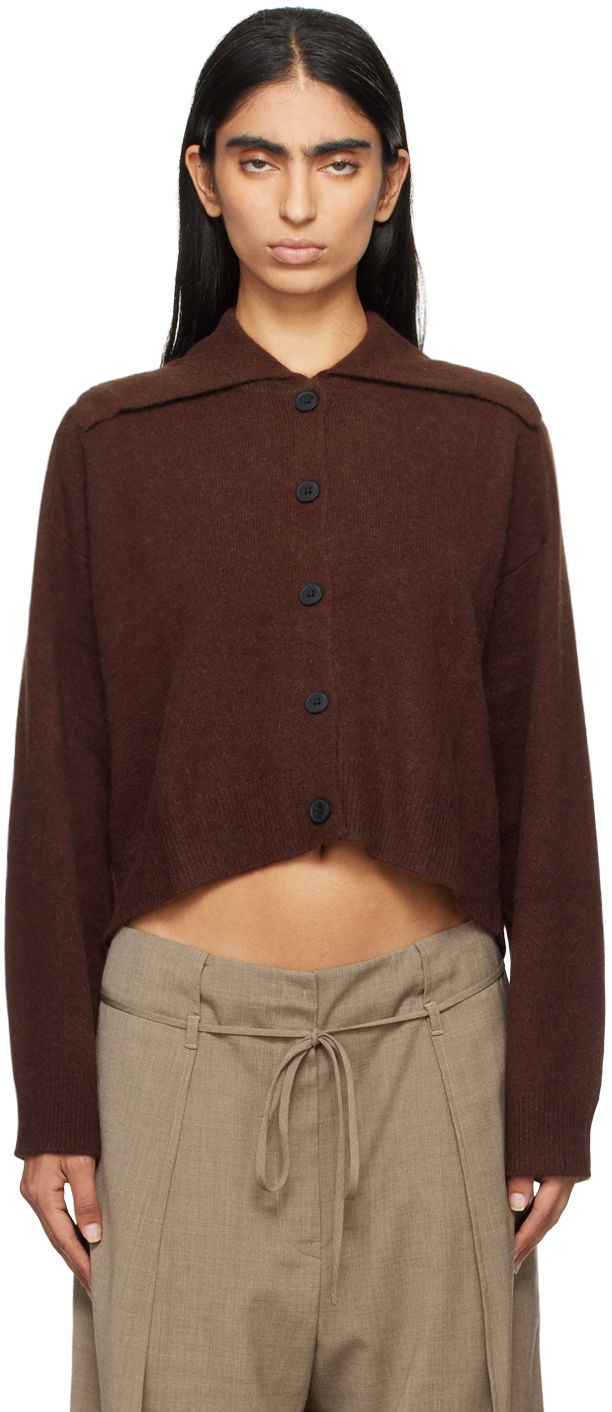 Džemper Loulou de Saison Loulou de Saison Sao Cropped Cardigan Smeđa | SAO
