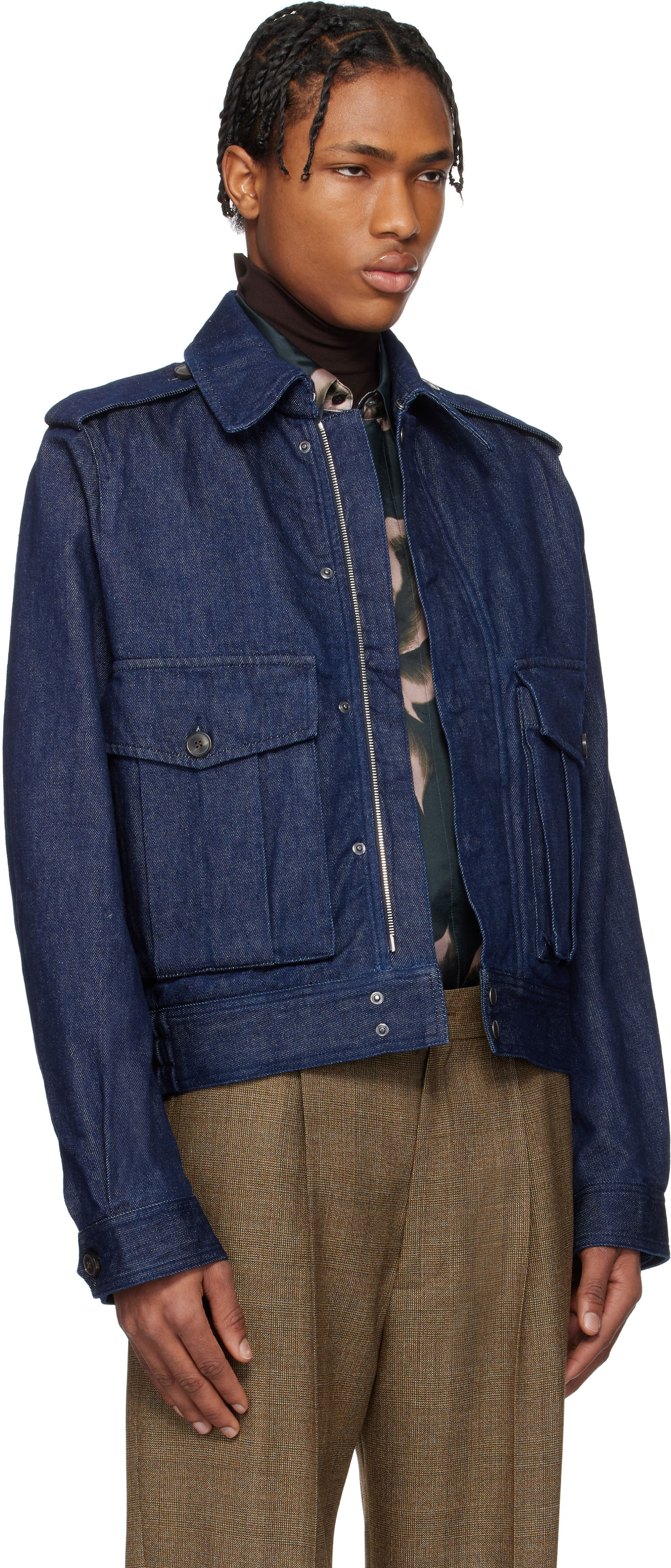 Bomber jakna Dries Van Noten Dries Van Noten Cropped Denim Jacket Plava | 251-020533-1562, 1