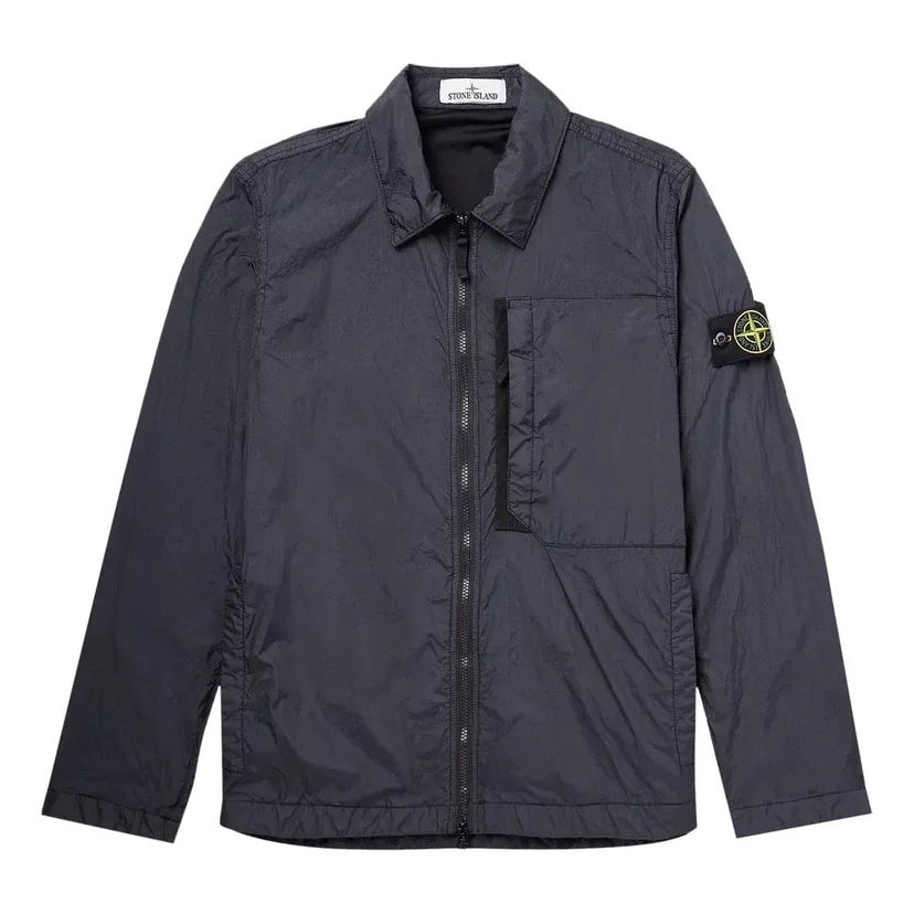 Vjetrovka Stone Island Compass Patch Collared Zip Up Jacket Crna | 791510723-V0020
