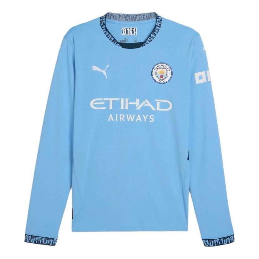 Dres Puma Manchester City Home Long Sleeve Jersey Plava | 775076-01
