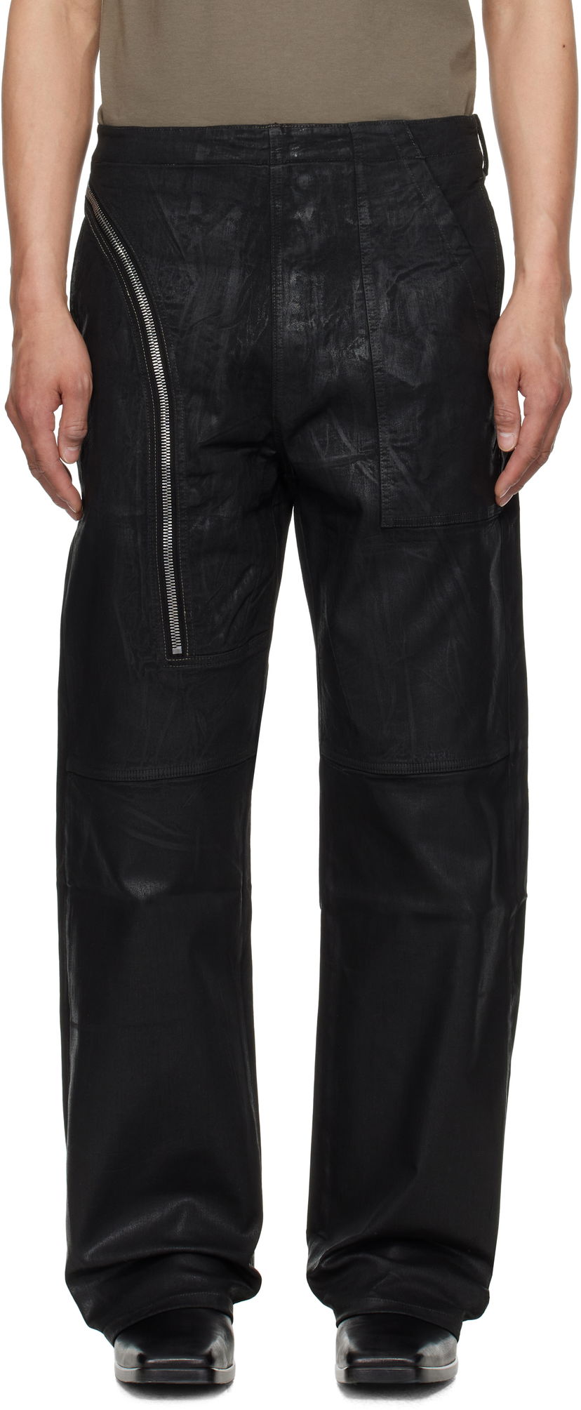 Hlače Rick Owens Rick Owens DRKSHDW Hollywood Aircut Leather Pants Crna | DU01E3356 SCF