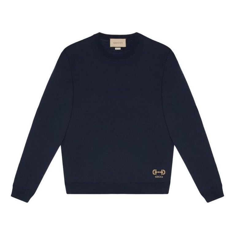 Džemper Gucci Gucci Horsebit Wool Sweater Tamnoplava | 730974-XKCOR-4011
