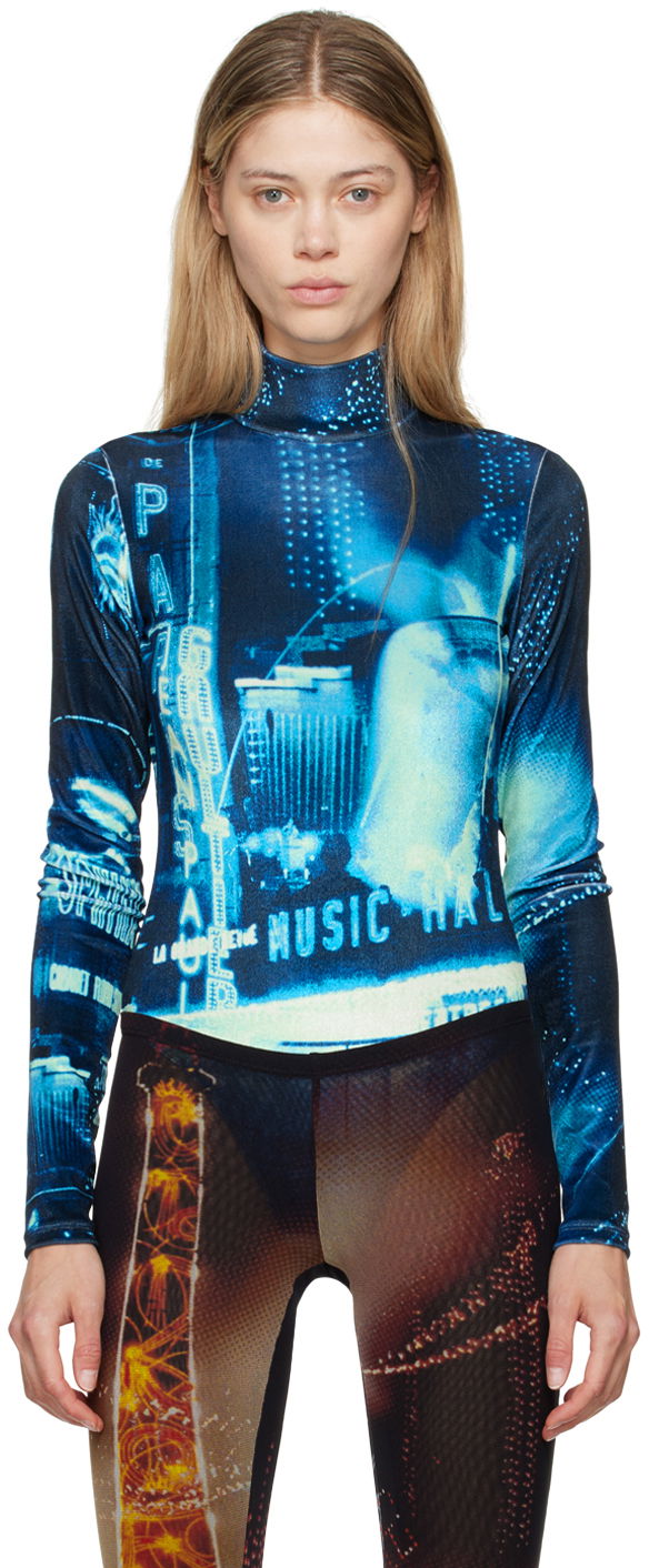 Body Jean Paul Gaultier Gaultier Velvet Printed Turtleneck Bodysuit Višebojno | 24/30-F-BD049-J554-59560100