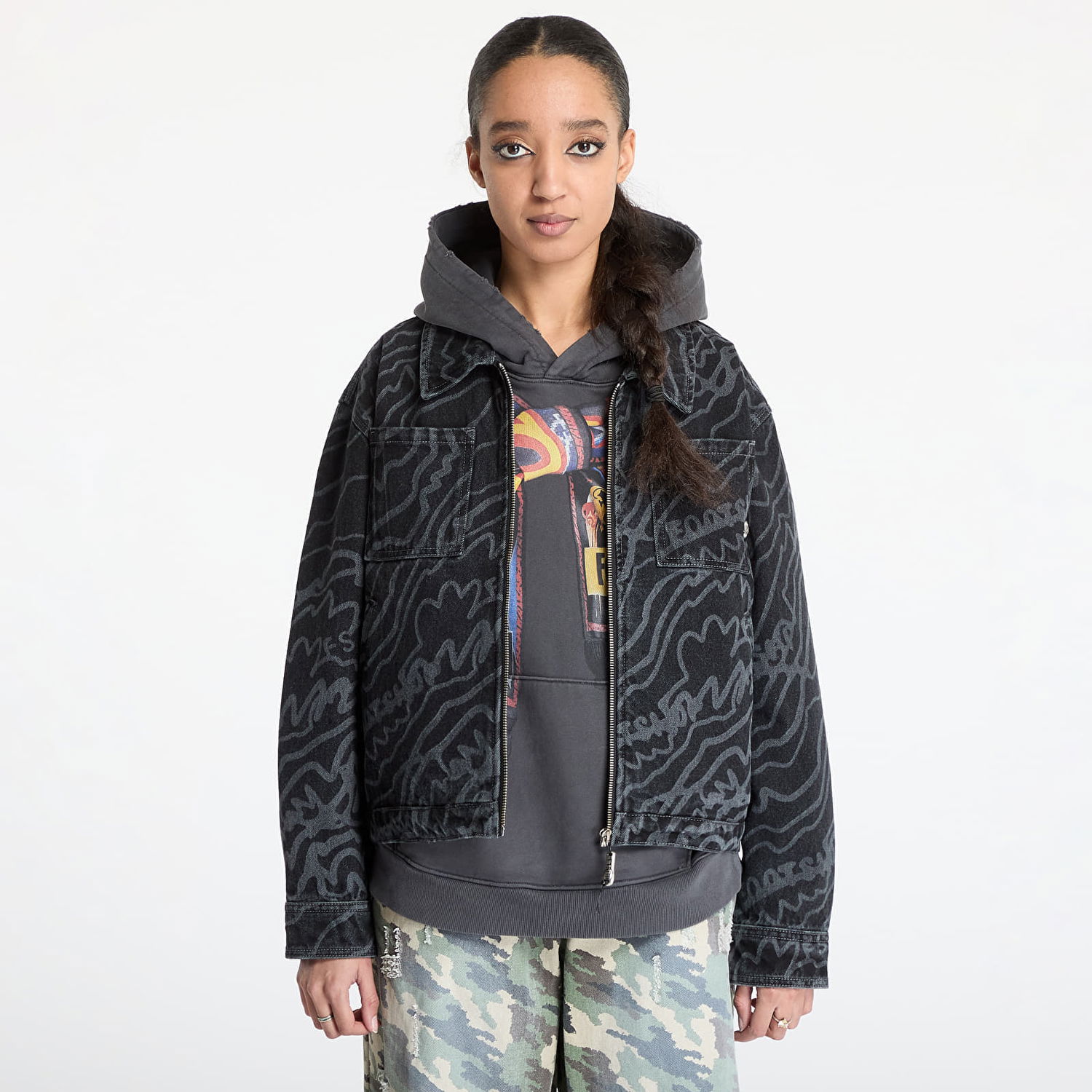 Bomber jakna Footshop FTSHP Silver Lining Denim Jacket Crna | FTSHP_470, 1