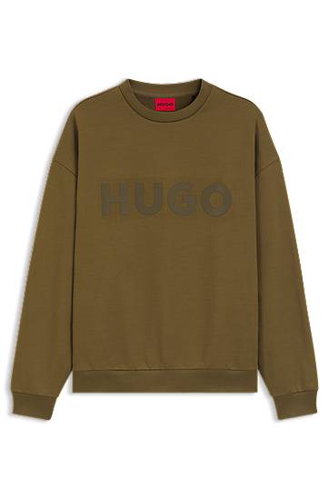 Dukserice BOSS Oversized Cotton Terry Sweatshirt with Logo Print Zelena | 50538778