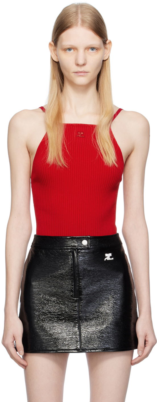 Body Courrèges Courrèges Women's Square Neck Tank Top Crvena | 423MTO221FI0001