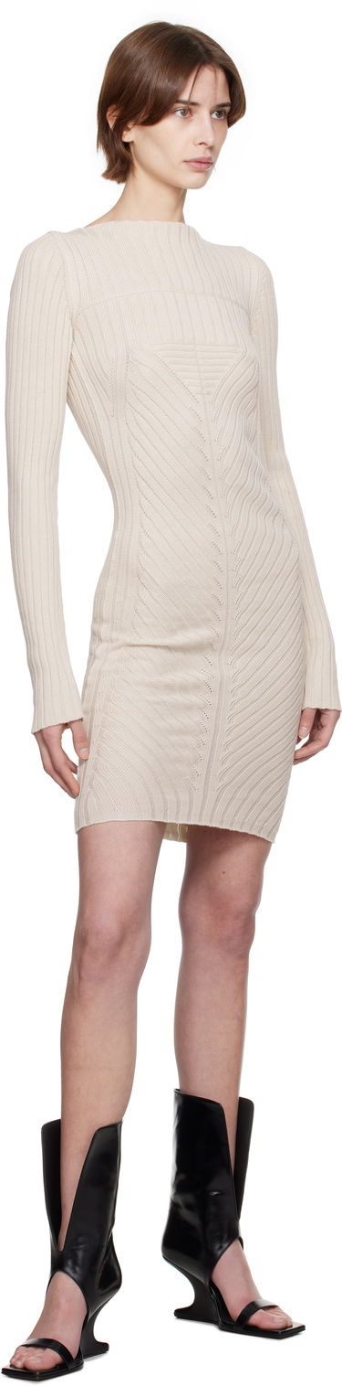 Haljina Rick Owens Rick Owens Hollywood Knit Mini Dress Bež | RP01E7651 KEC, 3