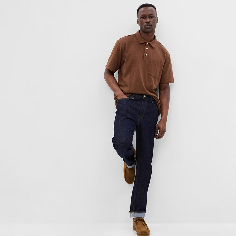 Jeans GAP Denim Pants Straight Resin Rinse Crna | 809092-00
