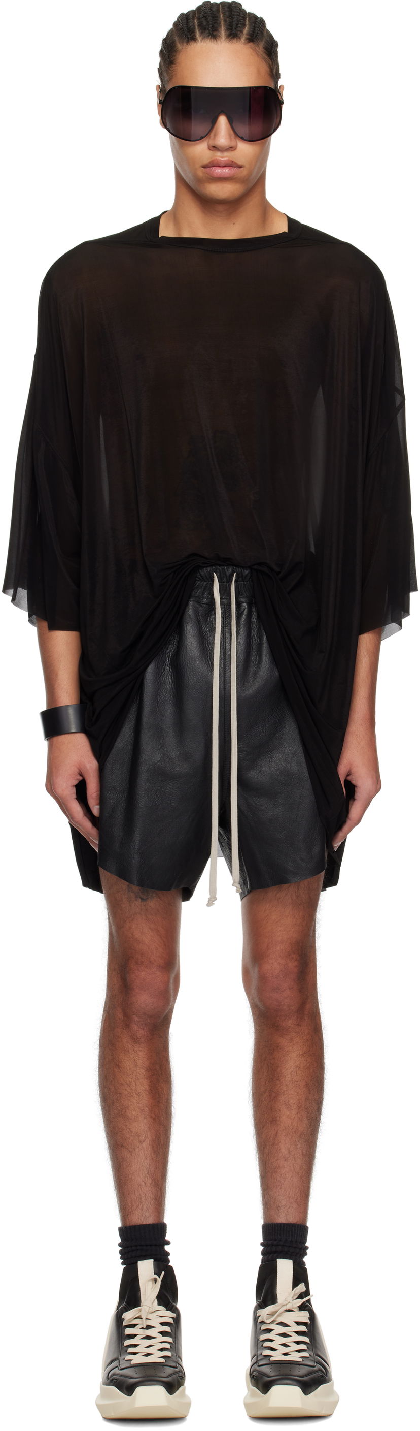 Kratke hlače Rick Owens Rick Owens Hollywood Tommy Sheer T-Shirt Crna | RR01E5283 BZ