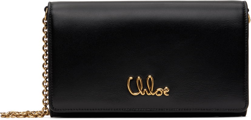 Novčanik CHLOÉ Chloe Iconic Flap Wallet on Chain Crna | CH25SP485O16