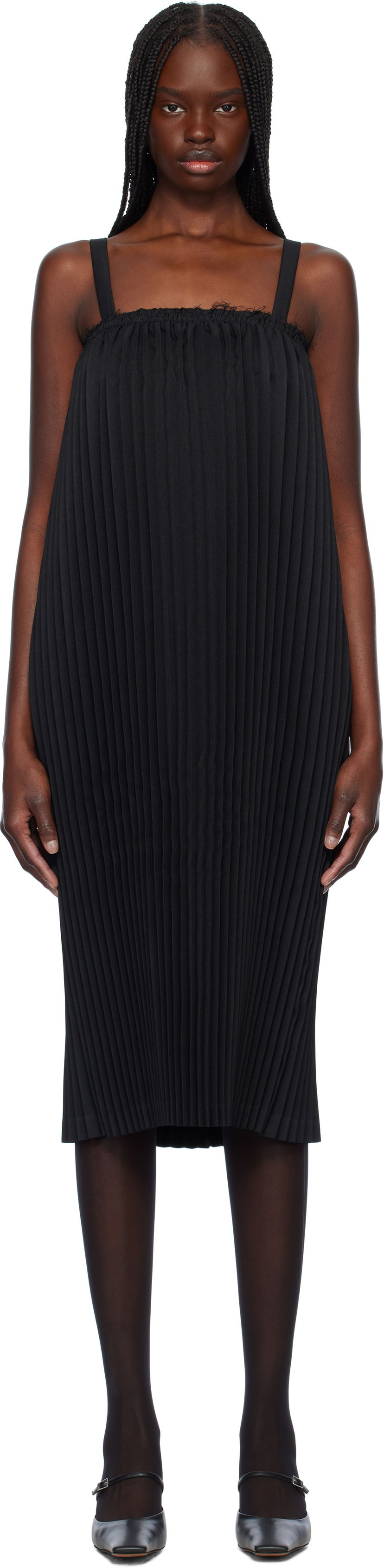 Haljina Comme des Garçons Comme des Garçons Gabardine Midi Dress Crna | RO-A003-S25