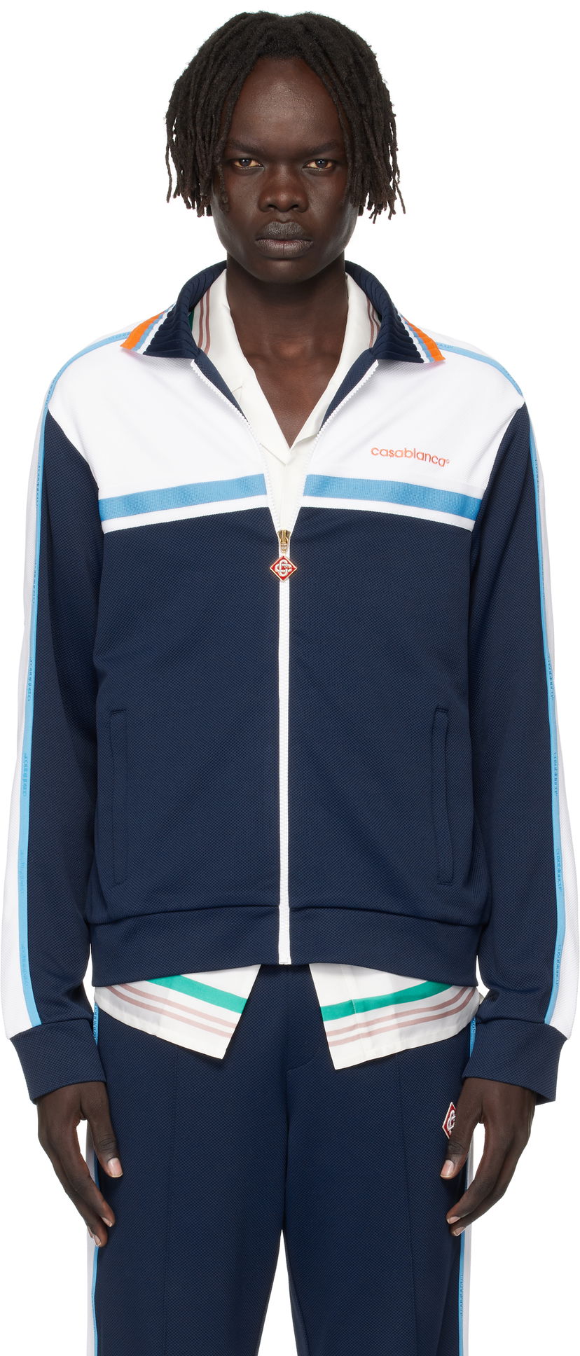 Jakna Casablanca Casablanca Pique Track Jacket Tamnoplava | MPF25-JTP-391-01