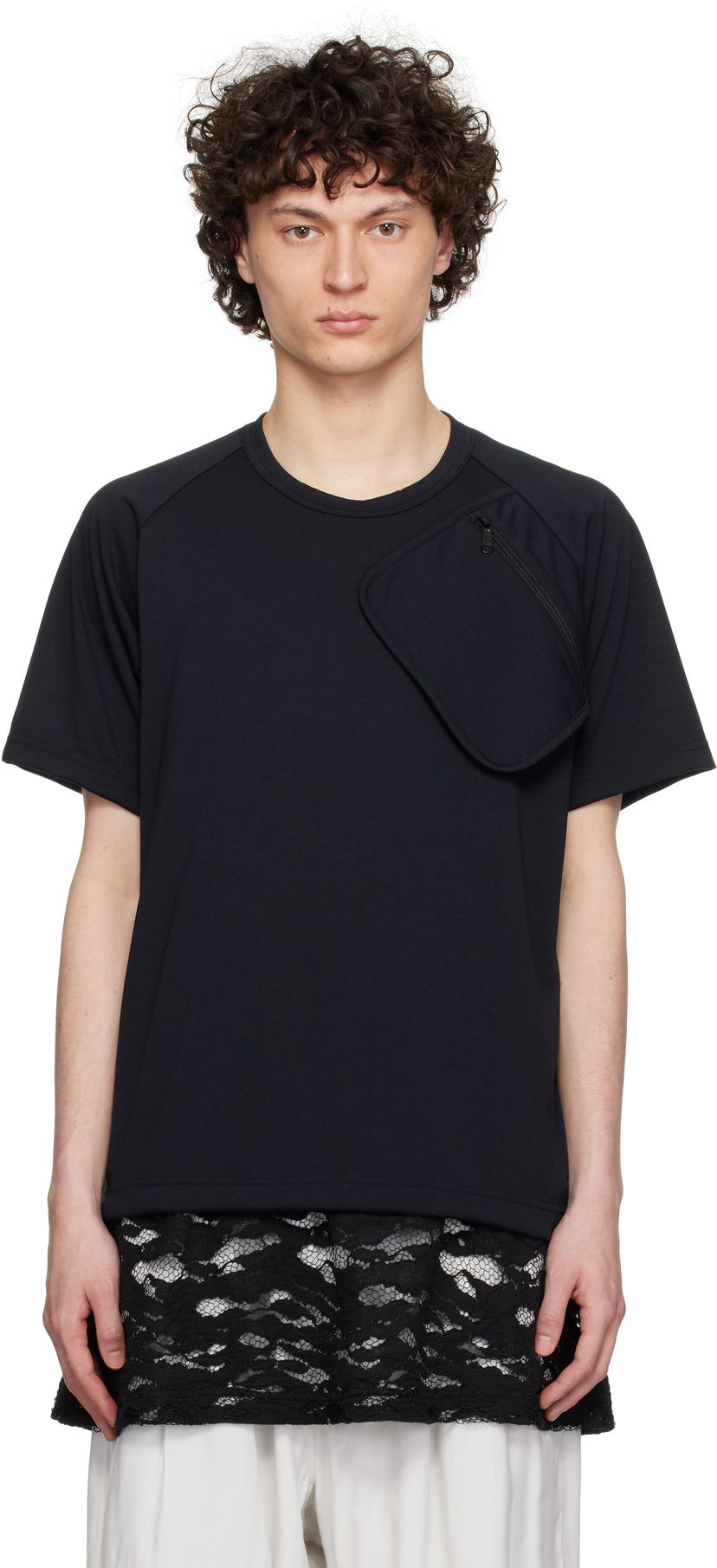 Majica kratkih rukava Comme des Garçons Comme des Garçons Homme Plus Pocket Jersey T-Shirt with Lace Trim Crna | PO-T017-051