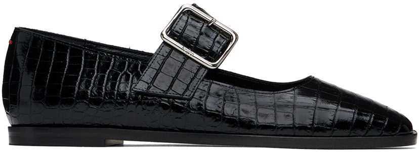 Haljina Aeyde Aeyde Sunny Crocodile Embossed Ballerina Flats Crna | A11-FL-GRZS15FL127-FW24-800-065