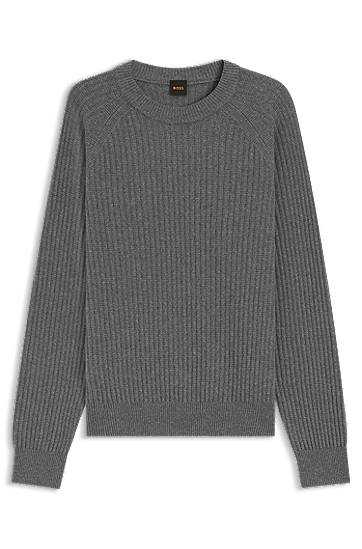 Džemper BOSS Relaxed-fit sweater with rib knit Siva | 50548674, 0