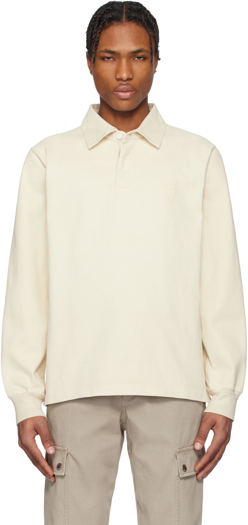 Polo majica Burberry Burberry Long-Sleeve Polo Bijela | 8101336