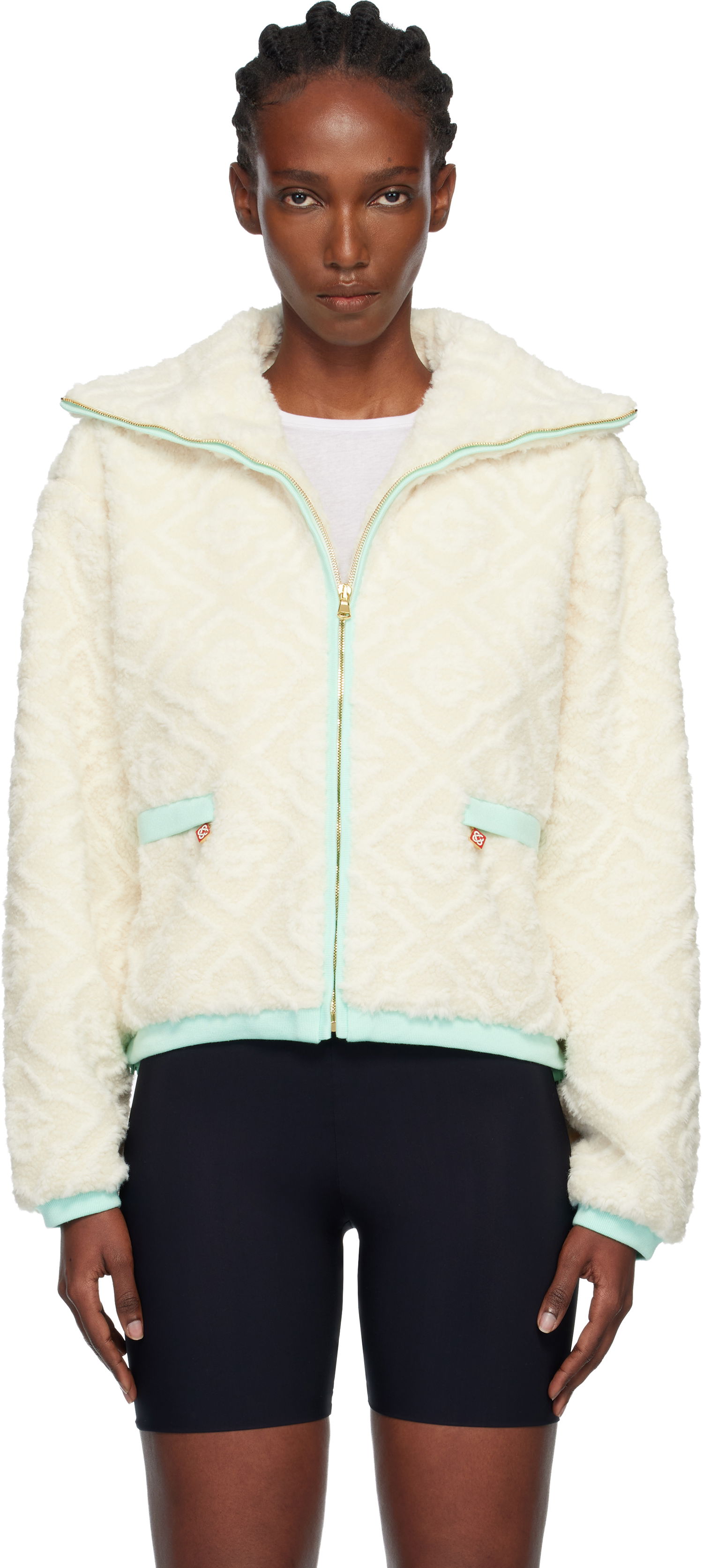 Jakna Casablanca Monogram Jacquard Fleece Jacket Bijela | WPF25-JK-390-01, 0