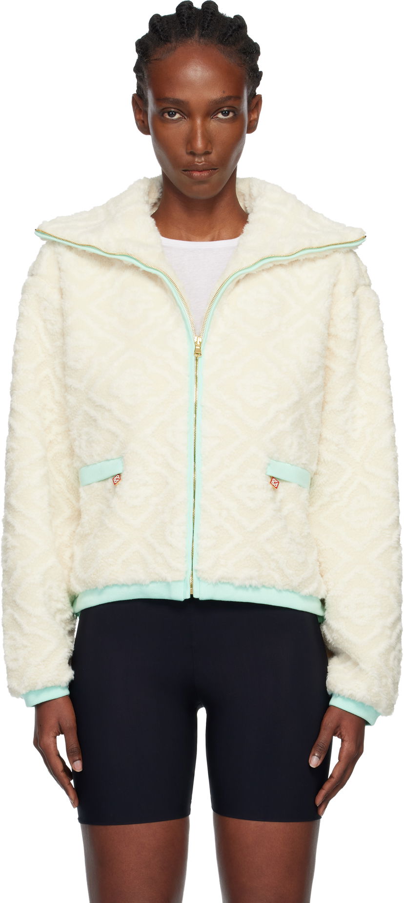 Jakna Casablanca Monogram Jacquard Fleece Jacket Bijela | WPF25-JK-390-01