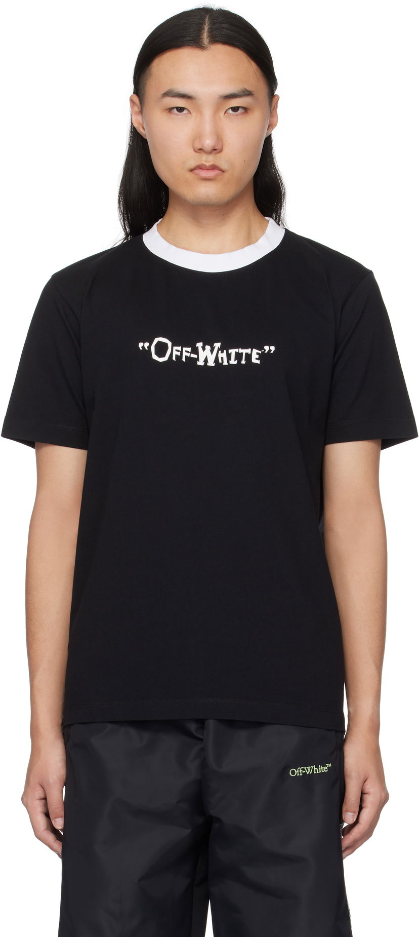 Majica kratkih rukava Off-White Slim Quote T-Shirt Crna | OMAA027S25JER0091001